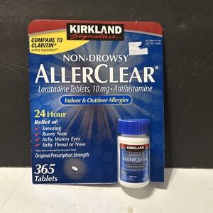 Kirkland Non-Drowsy AllerClear 10mg Tablets 24 Hour Relief ~365 Count 07/2025